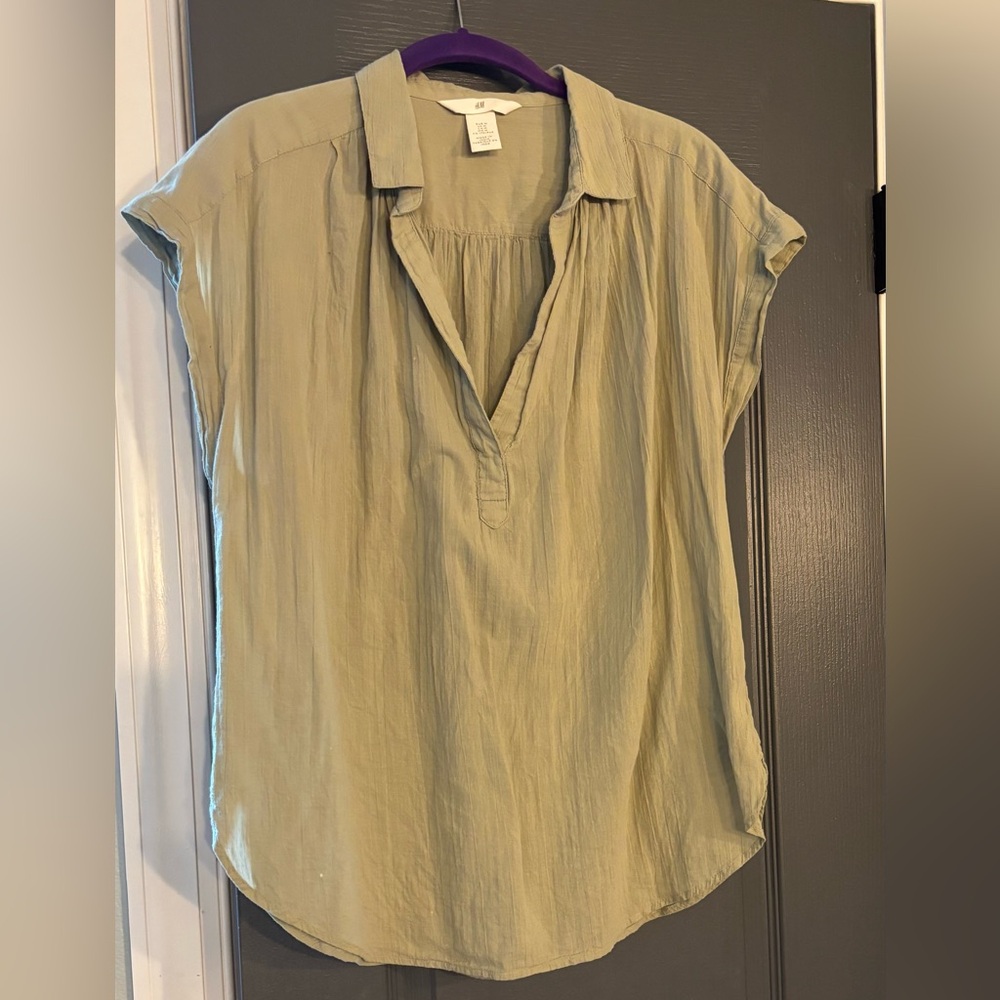 H&M Sage Green Relaxed Blouse